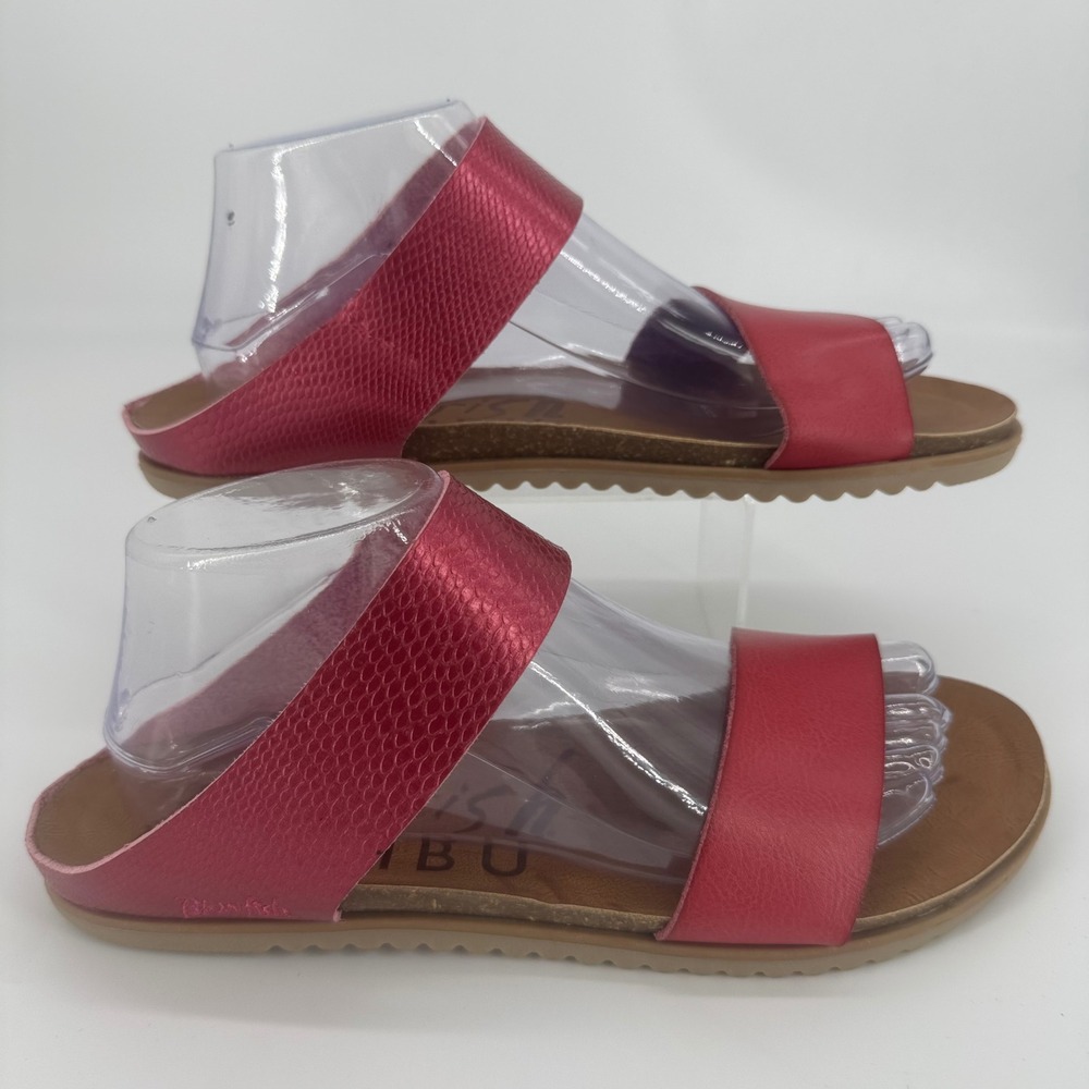 Blowfish Malibu Womens Pink B130 Two Strap Slide Sandals Snakeskin Embossed 10